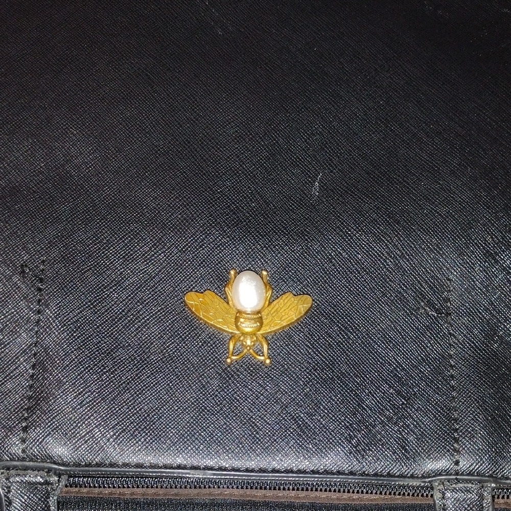 Black Tote Bag with Gold Bee Accent - Picture 6 of 16